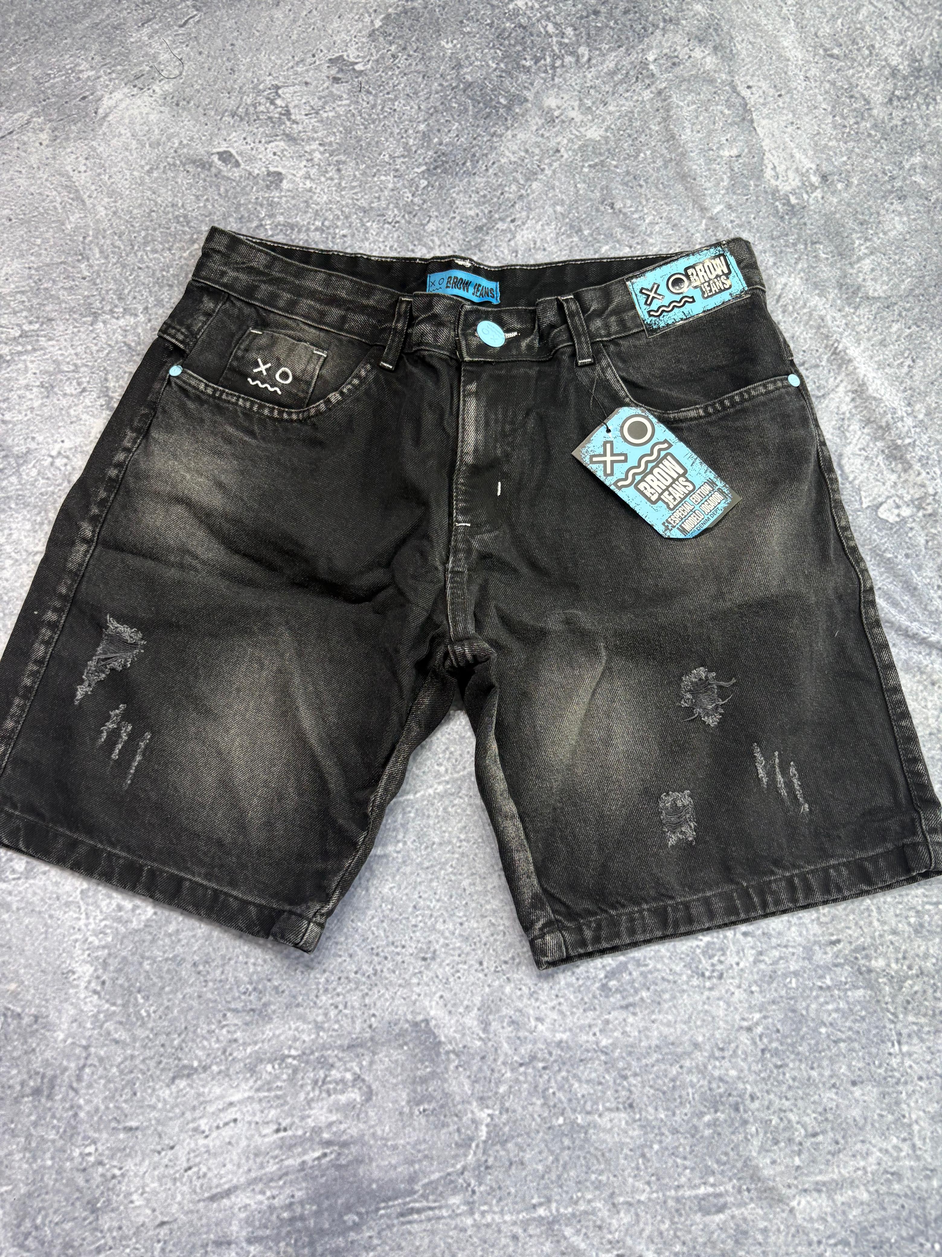 BERMUDA JOGADOR BROW JEANS DETALHE AZUL