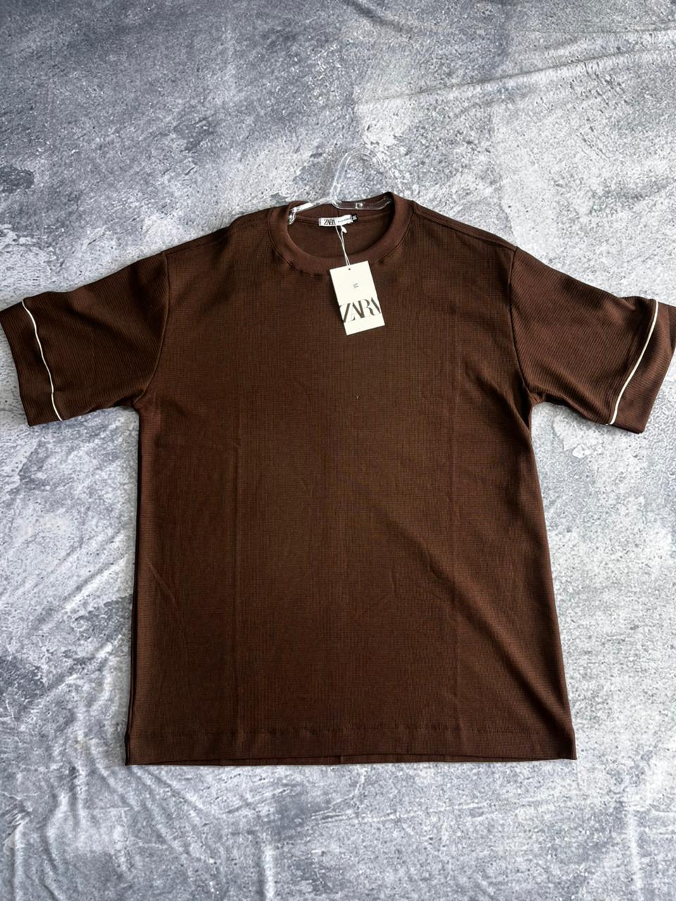 CAMISETA OVERSIZED ZARA TEXTURIZADA MARROM