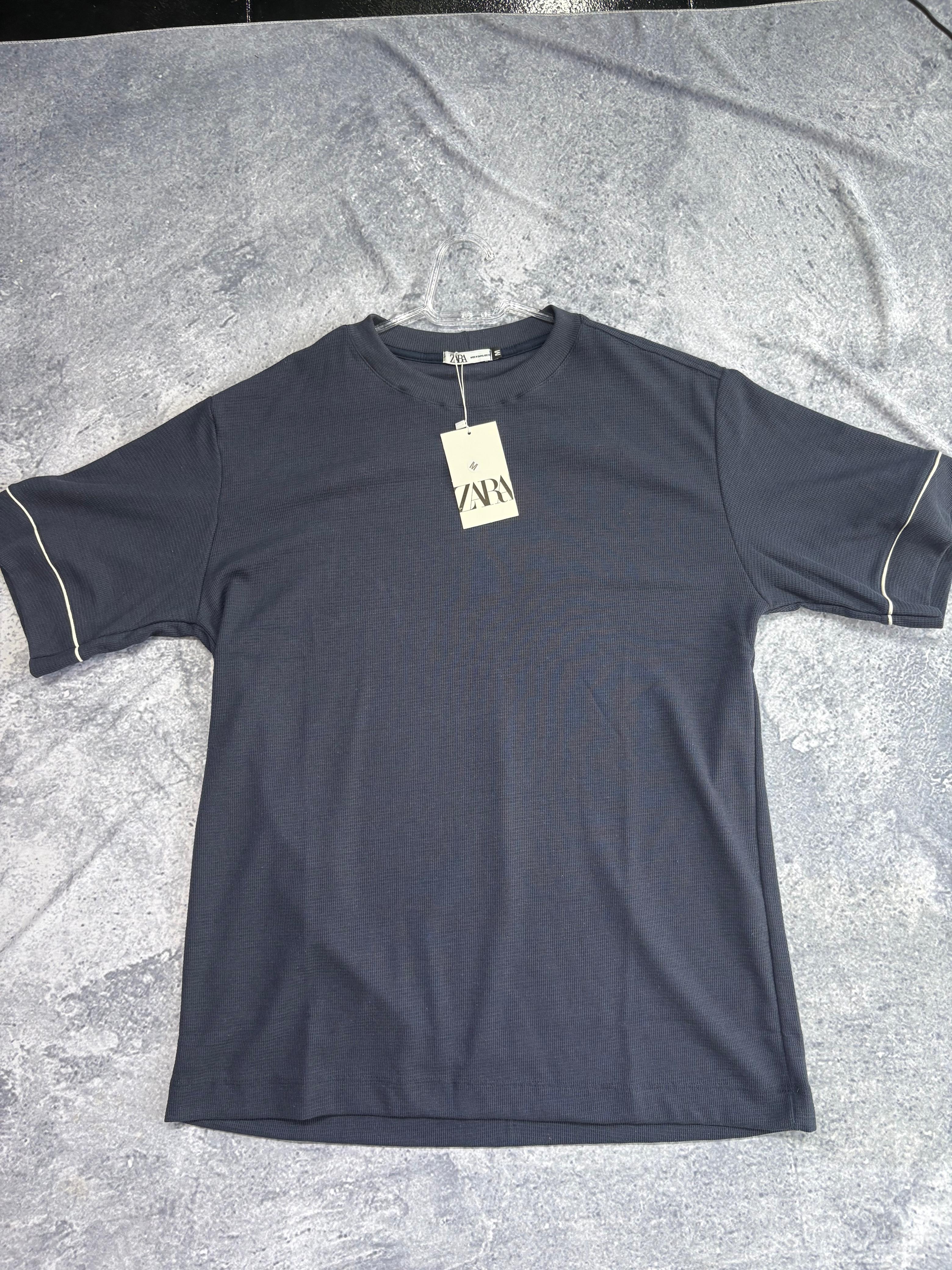 CAMISETA OVERSIZED ZARA TEXTURIZADA  AZUL