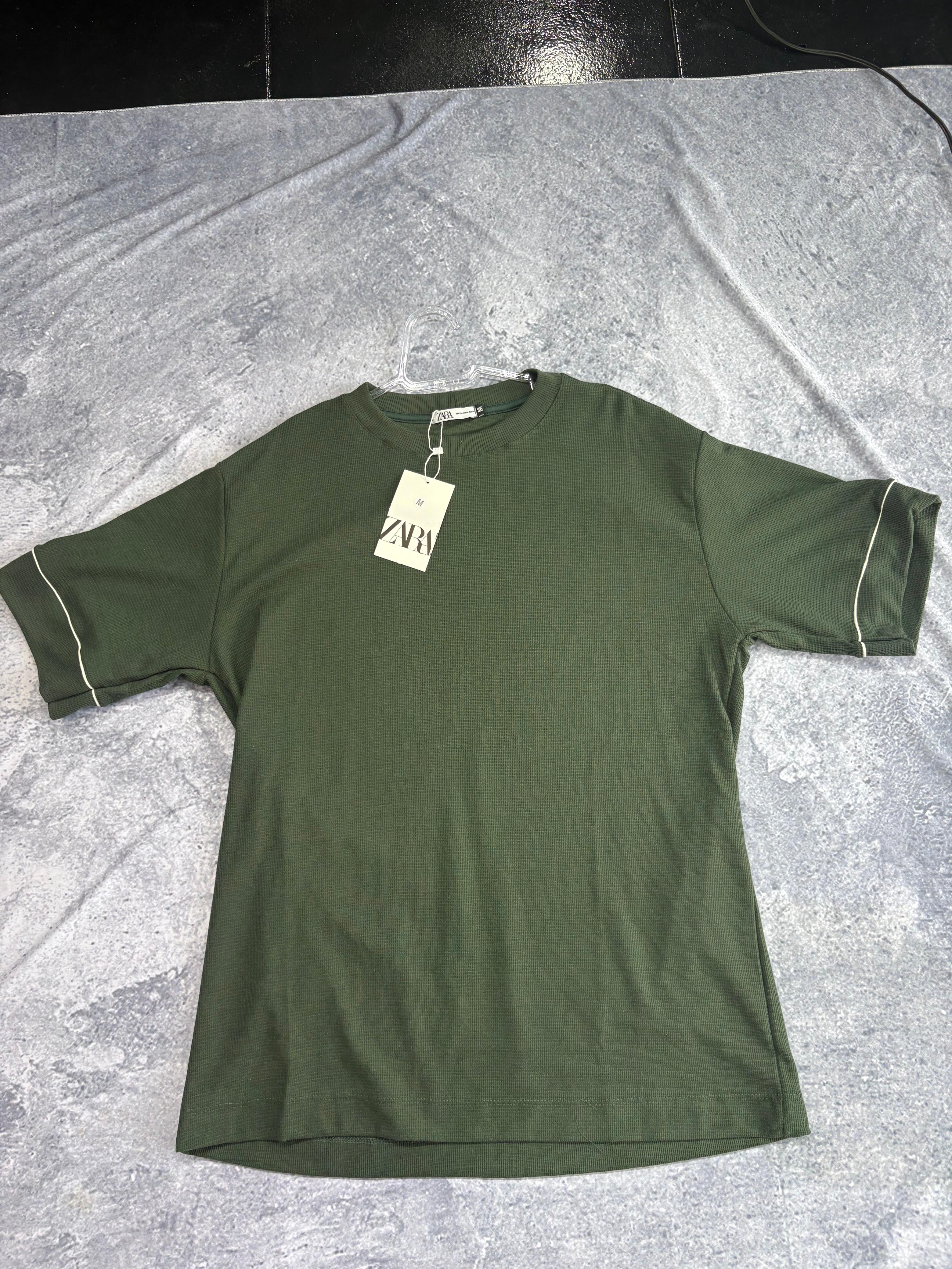 CAMISETA OVERSIZED ZARA TEXTURIZADA VERDE