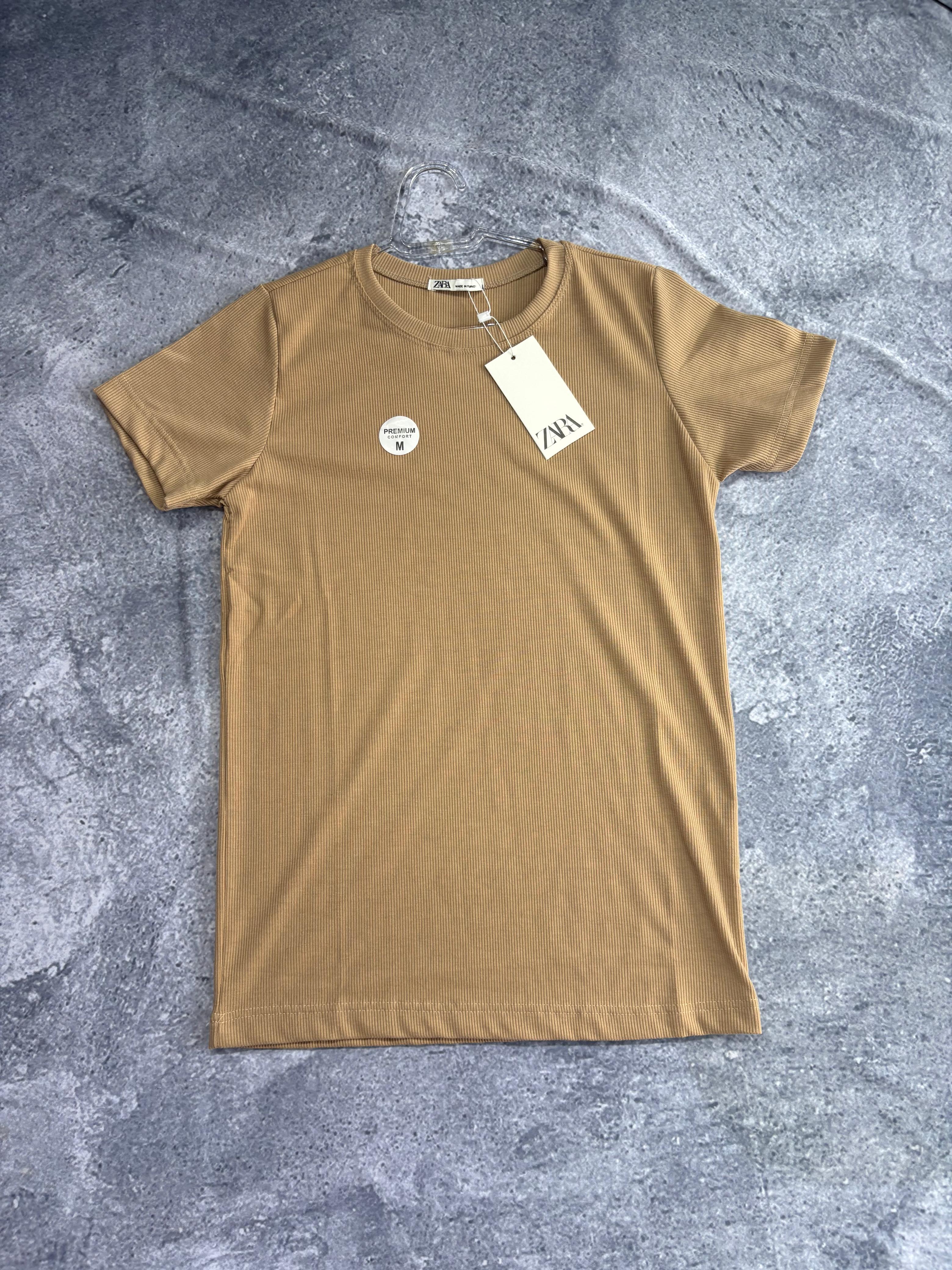 CAMISETA ZARA CANELADA BEGE