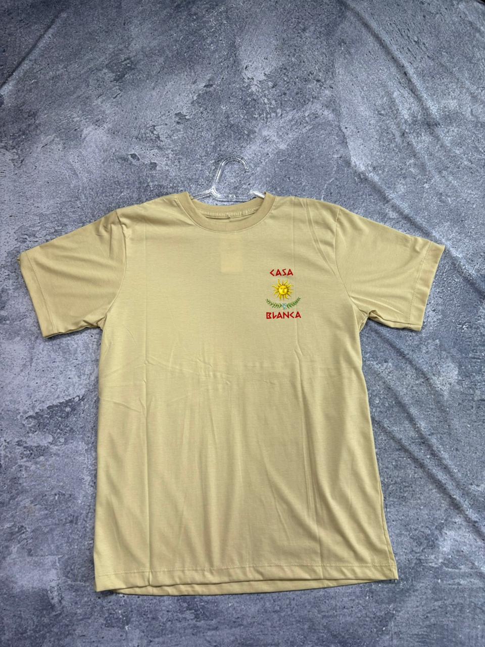 CAMISETA MALHA PREMIUM CASA BLANCA• 30.1 PENTEADA \& LAVADA CASA BLANCA BEGE