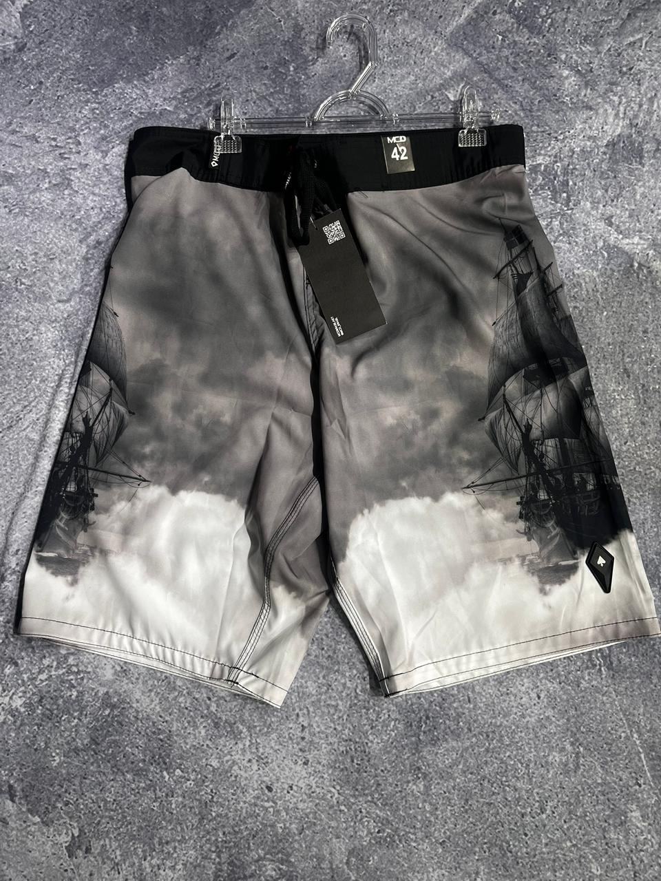 BERMUDA PARAQUEDAS CINZA COM PRETO